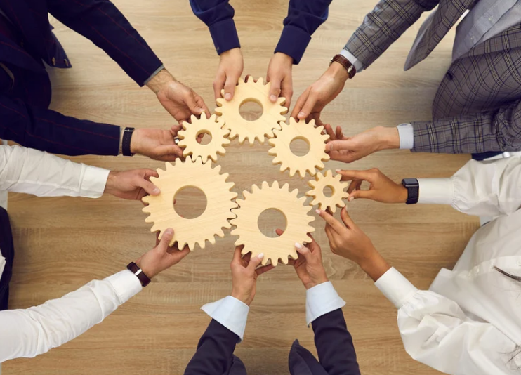 Team joined together through parts